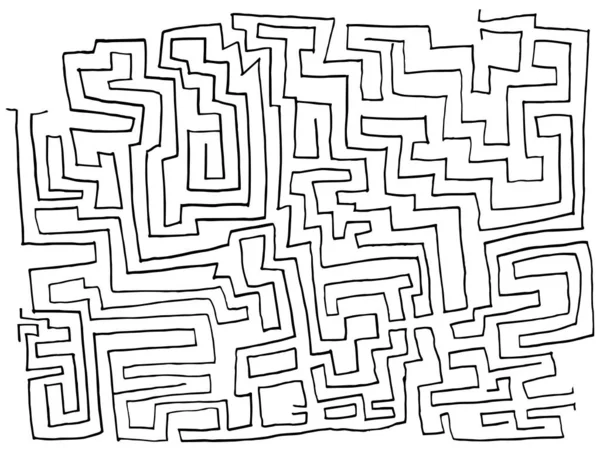 Abstract Maze Labyrinth Entrance Exit Vector Maze Drawing Maze Hand —  Vetores de Stock