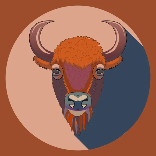 Bison Head Portrait Wild Bull Handsome Bull — Stock vektor