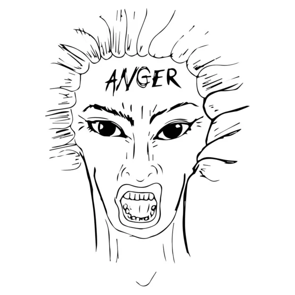 Face Man Who Screams Gets Angry Human Emotions Anger Irritation — Vettoriale Stock