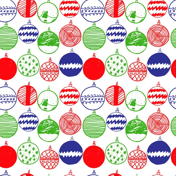 Vector Christmas Balls Pattern Christmas New Year Printing Fabric — стоковый вектор