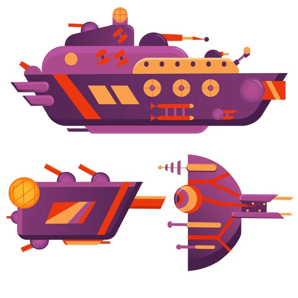 Warships Space Fleet Different Spaceships Alert — Stockvektor