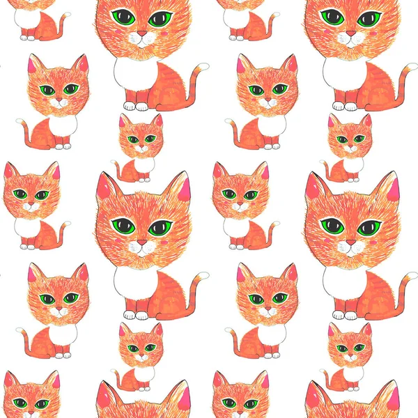 Vector Pattern Cats Cute Cats Printing Fabric Wallpaper Paper — Stockvektor