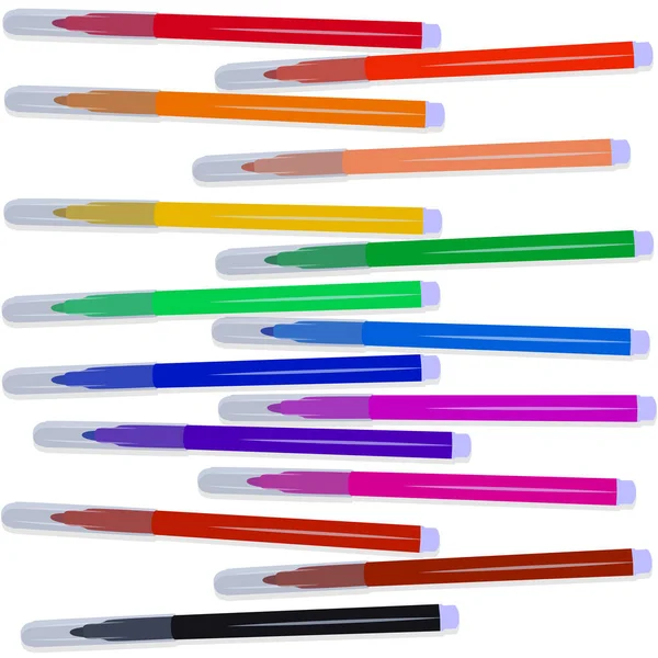 7つの原色を描くためのマーカーのベクトルセット マーカーとその使用の販売と広告のために コースを描くためのフェルト先端ペン 生地への印刷用 — ストックベクタ