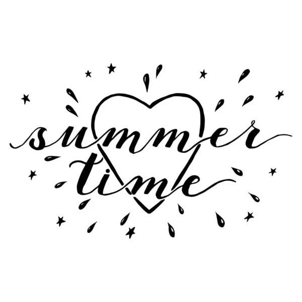 Inscription Summer Time Splashes Asterisks Heart — Stockvektor