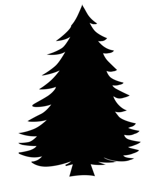 Christmas tree with black outline