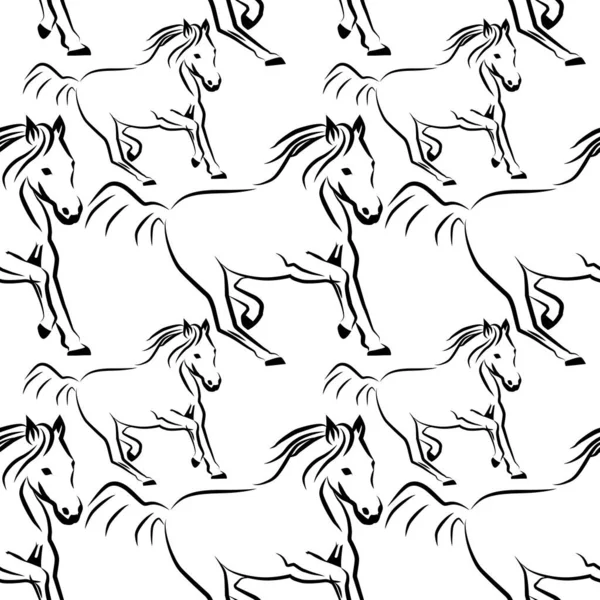 矢量模式飞奔的马 用于织物上的印刷 — 图库矢量图片