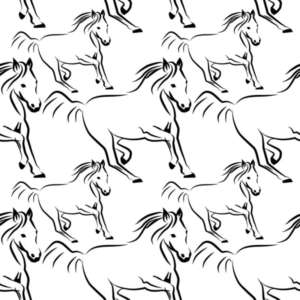 Patrón Vectorial Galopando Caballos Para Imprimir Tela — Vector de stock