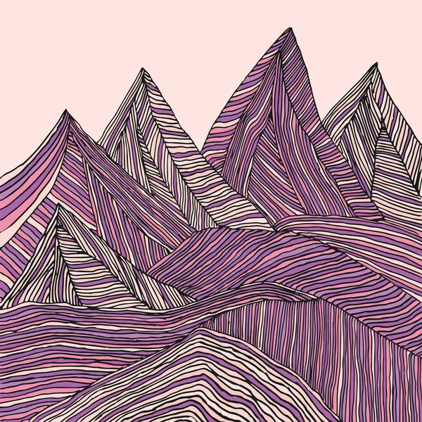 Drawing Mountains Lines Mountain Landscape Sketch Pen Drawing — 스톡 벡터