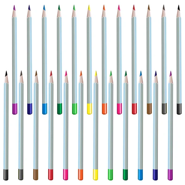 Set Watercolor Pencils Basic Colors Pencils Drawing — Stock Vector