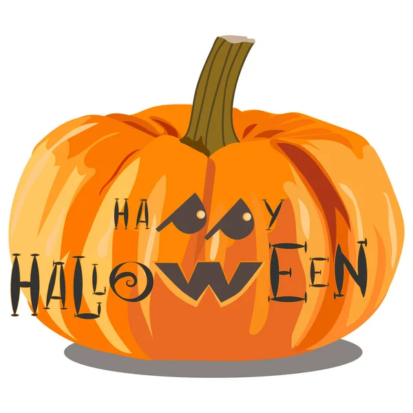 Illustration Celebration Halloween Picture Shows Bright Pumpkin Funny Eyes Inscription — Stock Vector