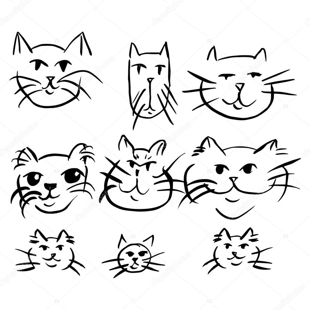 Vector pattern cats. Cute cats. For printing on fabric wallpaper paper.