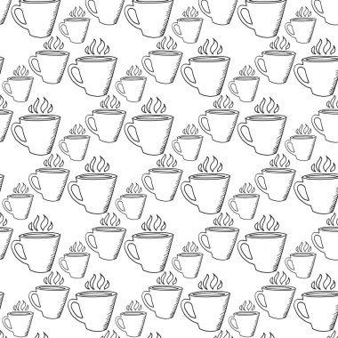 Sıcak içecek bardakları deseni. Kahve fincanda..