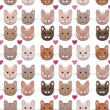 Vektör desenli kediler. Şirin kediler. Kumaş duvar kağıdına baskı yapmak için.