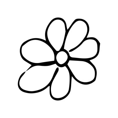Flower drawn by lines with long petals. Beautiful flower sketch.