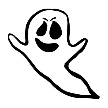 Büyük siyah göz çukurları olan neşeli bir hayalet..