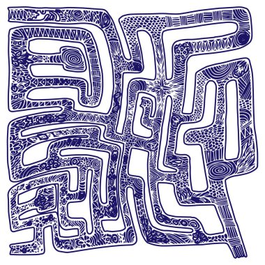 Abstract maze or labyrinth with entrance and exit. Vector maze. Drawing the maze by hand. The game is a maze for fun. Labyrinth with a pattern.