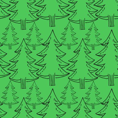 Bir sürü farklı Noel ağacı silueti. Noel ağacı deseni.