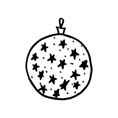 Beyaz arka planda siyahla boyanmış Noel ağacı oyuncağı. Kış tatili için dekorasyon.