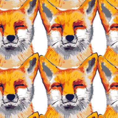 Tilki vektör deseni. Kumaş üzerine baskı yapmak için.