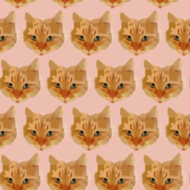 Vektör desenli kediler. Şirin kediler. Kumaş duvar kağıdına baskı yapmak için.