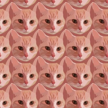 Vektör desenli kediler. Şirin kediler. Kumaş duvar kağıdına baskı yapmak için.
