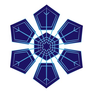 Blue snowflake with an intricate pattern. Snowflake is a symbol of winter and winter weather