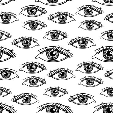 İnsan gözünün çeşitli çizimleri. İnsan gözleri..