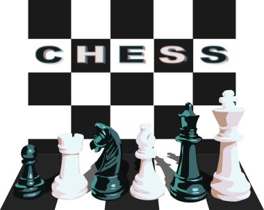 Satranç oynamak için bir model. Satranç oyuncuları. Kumaş üzerine baskı yapmak için.