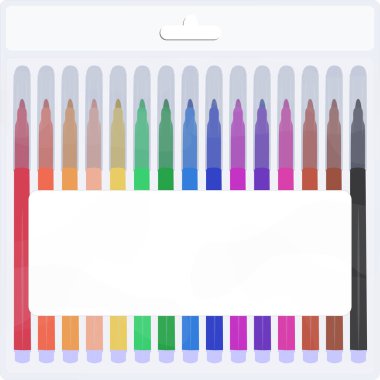 Yedi ana renk çizmek için keçeli kalem seti. Kalemlerin satışı ve kullanımı için. Kurslar için keçeli kalem. Çocuklar için kepli işaretler..