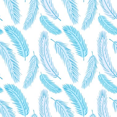 Tüy vektör deseni. Kıvrık tüyler. Kumaş üzerine baskı yapmak için.