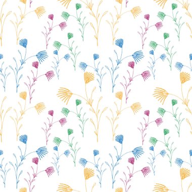 Vektör basit desenli çiçekler. Kumaş üzerine baskı yapmak için.