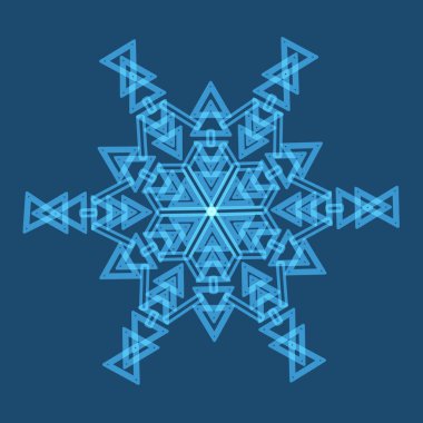 Blue snowflake with an intricate pattern. Snowflake is a symbol of winter and winter weather