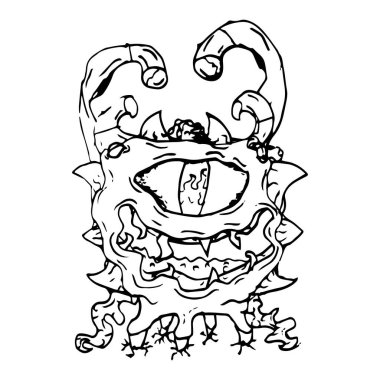 Korkunç bir canavarın vektör çizimi. Kötü canavar..