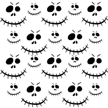 Gülümseyen ağzı dikilmiş bir canavarın maskesi..