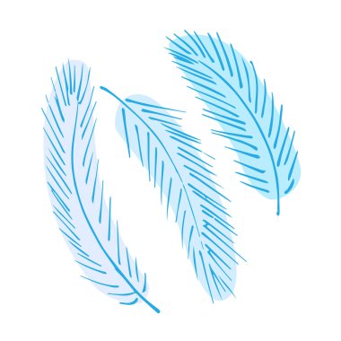 Tüy vektör deseni. Kıvrık tüyler. Kumaş üzerine baskı yapmak için.