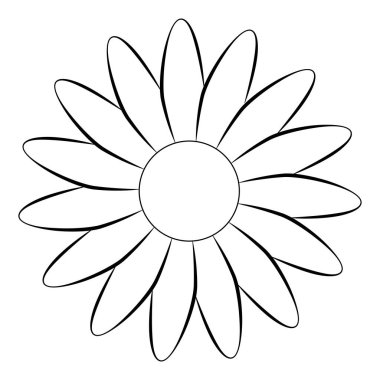Basit yaz çiçeği çizimleri. Soyut çiçek çizimi. El çizimi vektör sanatı. Siyah beyaz resimleme