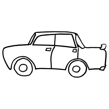 Basit bir arabanın vektör çizimi. Eski tarz araba.