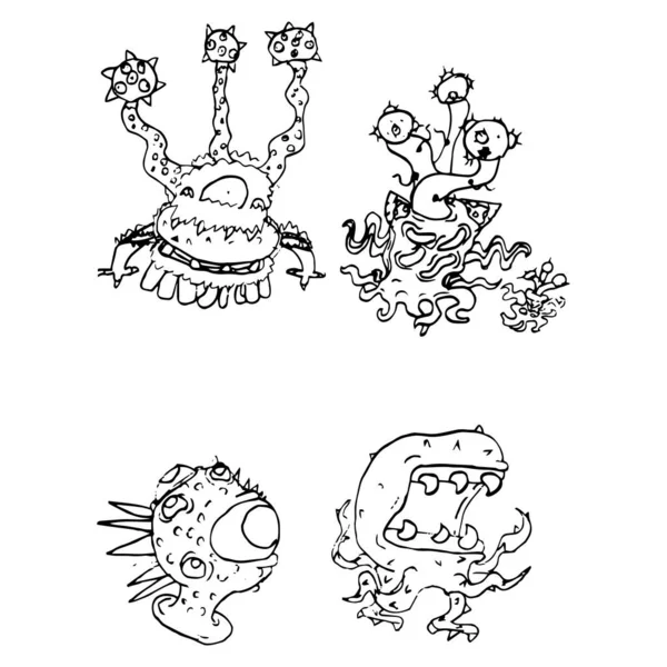 Vektorzeichnung Beängstigender Monster Zeichnungen Von Monstern — Stockvektor