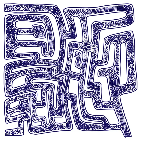 Abstract Maze Labyrinth Entrance Exit Vector Maze Drawing Maze Hand —  Vetores de Stock