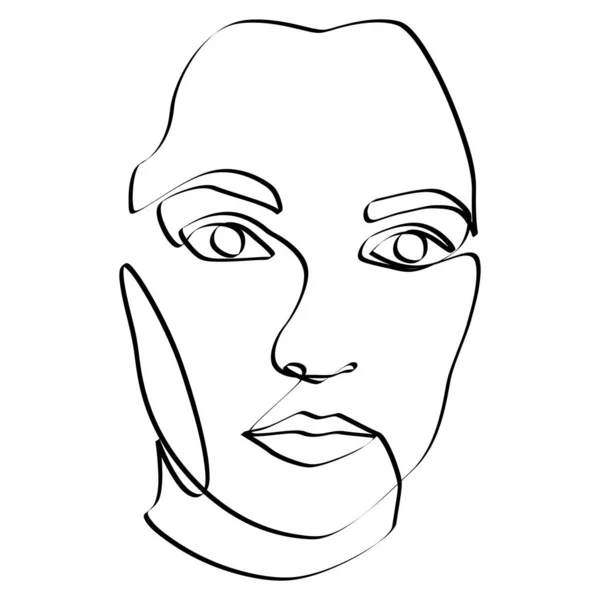 Line Art Portrait Girl Surreal Portrait — Stock Vector