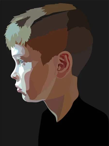 Retrato Rapaz Perfil Retrato Uma Criança Raça Europeia — Vetor de Stock