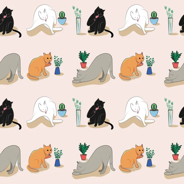 Des Chats Vectoriels Chats Mignons Pour Impression Sur Papier Peint — Image vectorielle