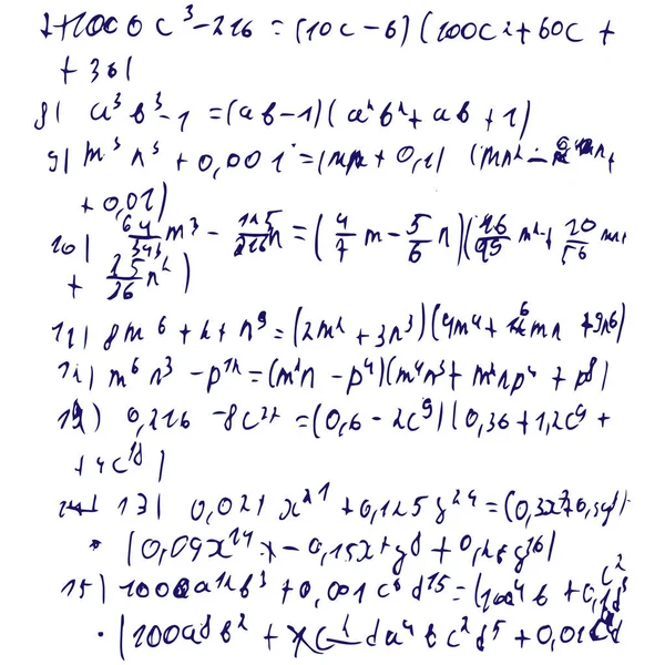 Matematiksel formüller ve problemler ve denklemler kümesi. Bir öğrencinin ödevi. Cebir ve geometri görevlerinin vektör görüntüsü.