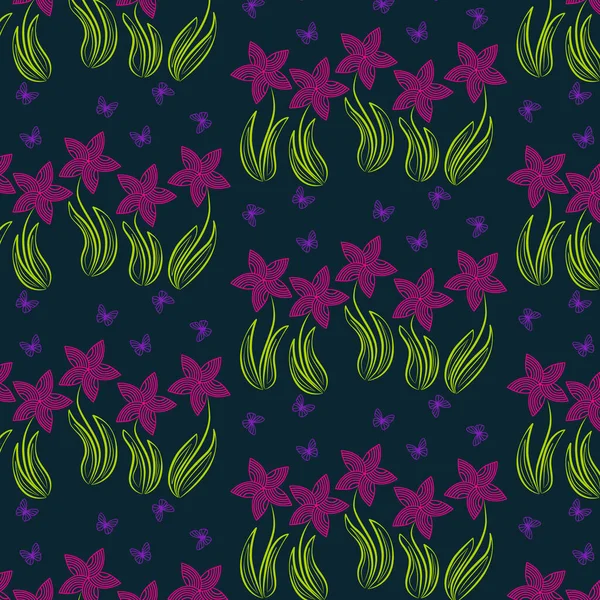 Floraison Motif Fleurs Fond Vectoriel — Image vectorielle