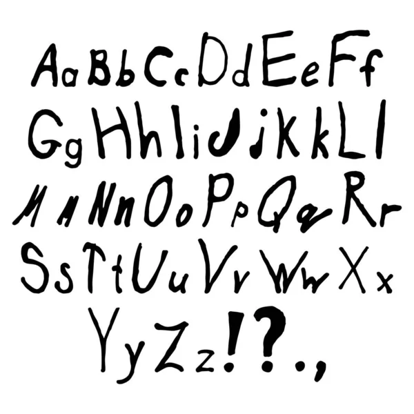 Alphabet Vectoriel Dessin Main Fonte Script Lettres Isolées Écrites Marqueur — Image vectorielle