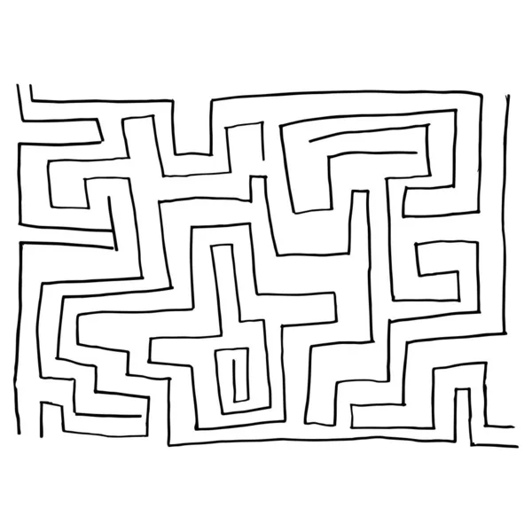 Abstract Maze Labyrinth Entrance Exit Vector Maze Drawing Maze Hand —  Vetores de Stock
