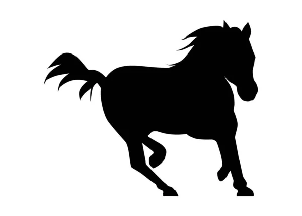 Μαύρη Σιλουέτα Αλόγου Καλπάζοντας Άλογο Καλπάζοντας Μια Αναπτυσσόμενη Χαίτη Και — Διανυσματικό Αρχείο