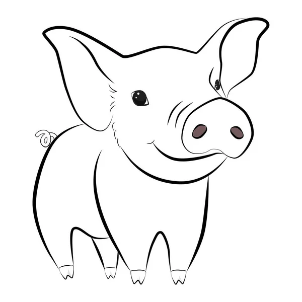 Linhas Desenhadas Por Porcos Piggy Livro Para Colorir Que Feliz — Vetor de Stock