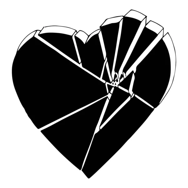 一个心脏破碎成碎片的矢量图 不幸的爱情 — 图库矢量图片