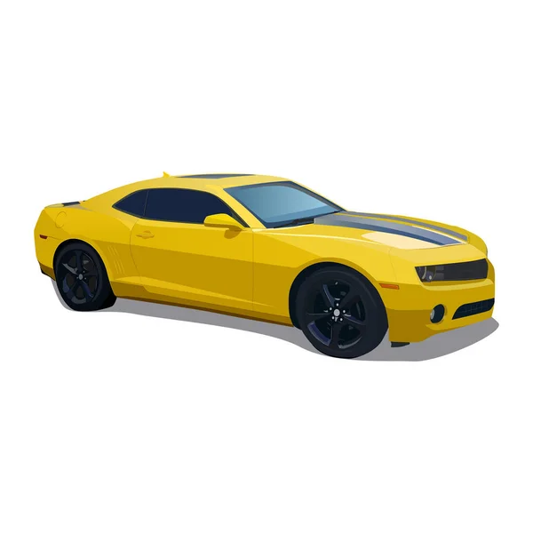 Vector drawing like a photo of a yellow sports car. Sports car. Vector illustration. Wallpaper.